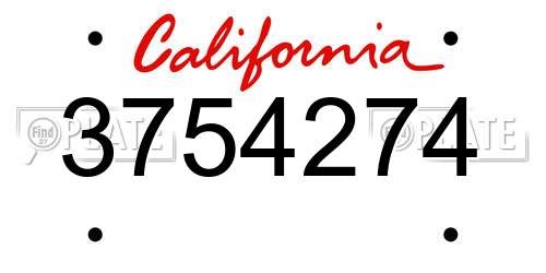 3754274 California License Plate