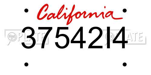 37542I4 California License Plate