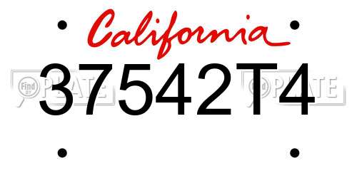 37542T4 California License Plate
