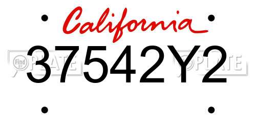 37542Y2 California License Plate
