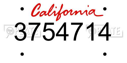 3754714 California License Plate