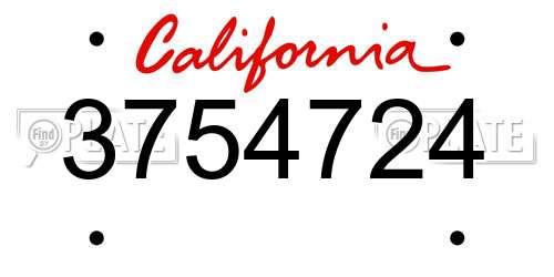3754724 California License Plate