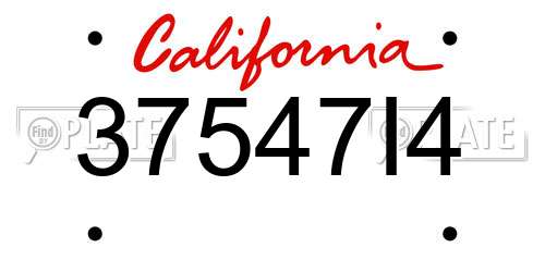 37547I4 California License Plate