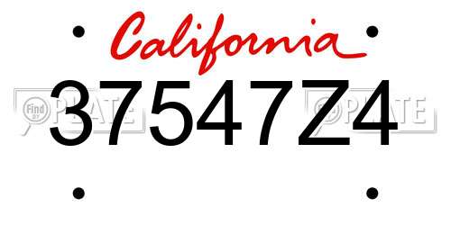 37547Z4 California License Plate