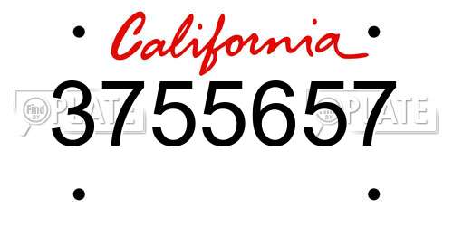 3755657 California License Plate