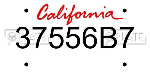 37556B7 California License Plate