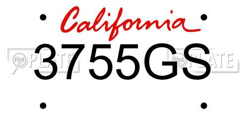 3755GS California License Plate