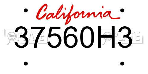 37560H3 California License Plate