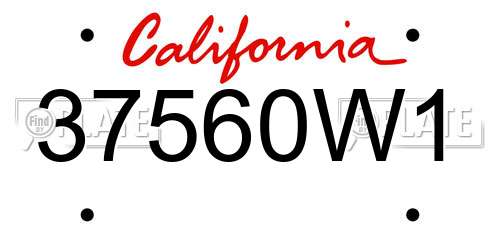 37560W1 California License Plate
