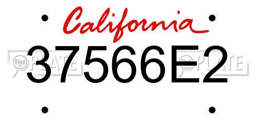 37566E2 California License Plate