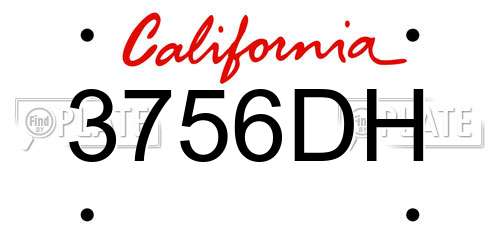 3756DH California License Plate
