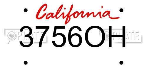 3756OH California License Plate