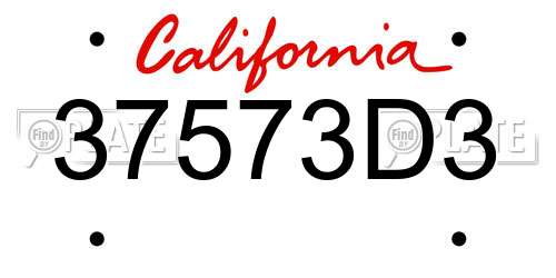 37573D3 California License Plate