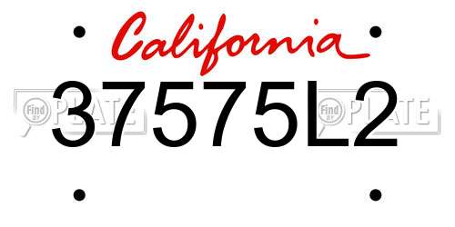 37575L2 California License Plate