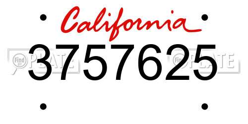 3757625 California License Plate