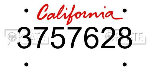 3757628 California License Plate