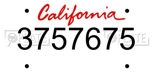 3757675 California License Plate