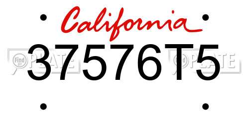 37576T5 California License Plate