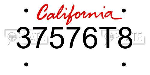 37576T8 California License Plate