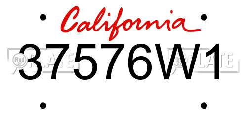 37576W1 California License Plate