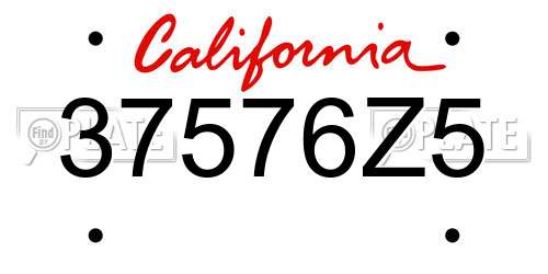 37576Z5 California License Plate