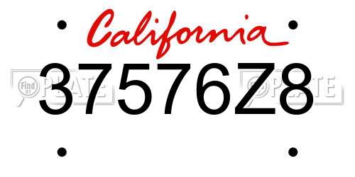 37576Z8 California License Plate