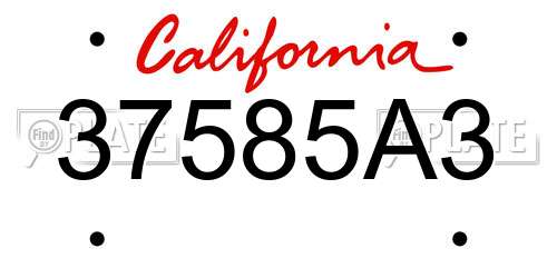 37585A3 California License Plate