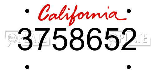 3758652 California License Plate