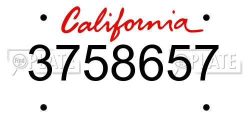 3758657 California License Plate