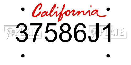 37586J1 California License Plate