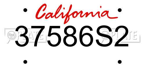 37586S2 California License Plate