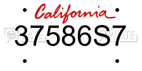 37586S7 California License Plate