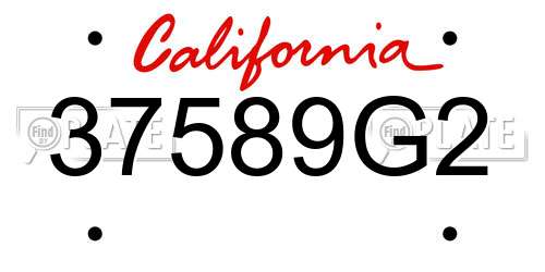 37589G2 California License Plate