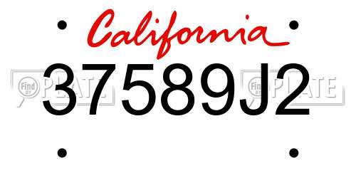 37589J2 California License Plate