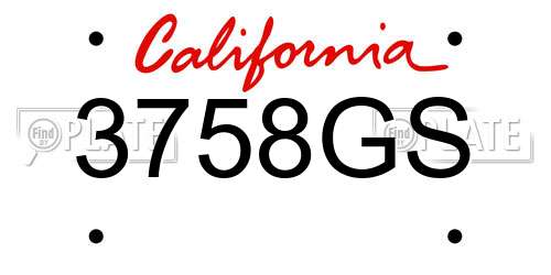 3758GS California License Plate