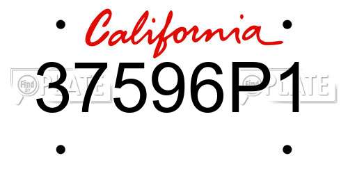 37596P1 California License Plate