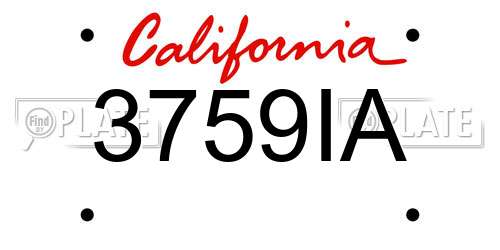 3759IA California License Plate