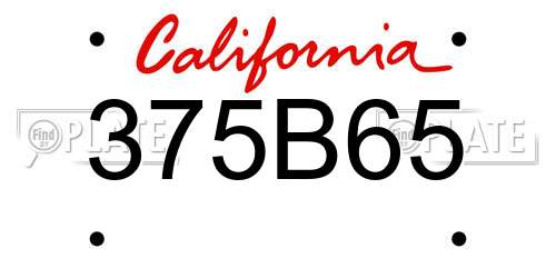 375B65 California License Plate