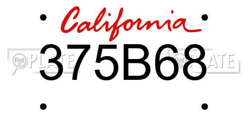 375B68 California License Plate