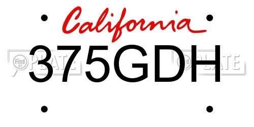 375GDH California License Plate
