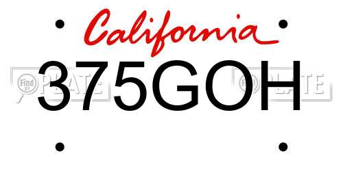 375GOH California License Plate