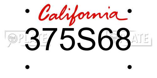 375S68 California License Plate