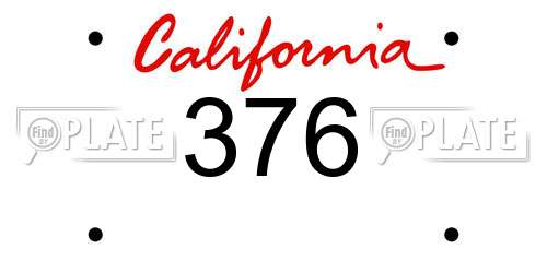 376 California License Plate