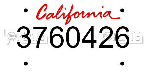 3760426 California License Plate