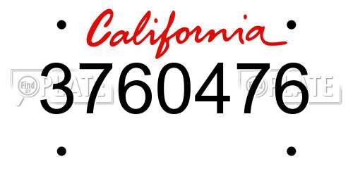 3760476 California License Plate