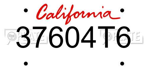 37604T6 California License Plate