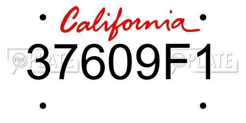 37609F1 California License Plate