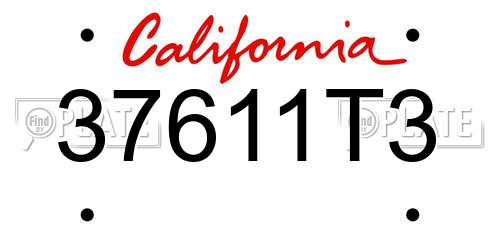 37611T3 California License Plate