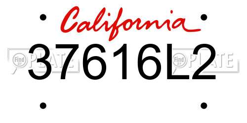 37616L2 California License Plate