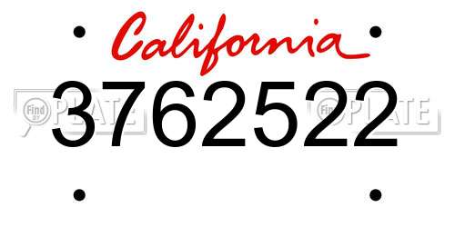 3762522 California License Plate